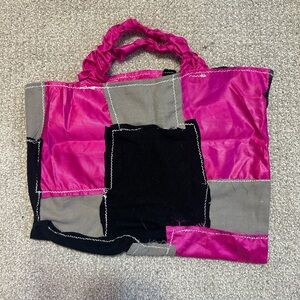 Pink Grey And Black Handmade Y2K Barbie Goth Patchwork Unique Bag